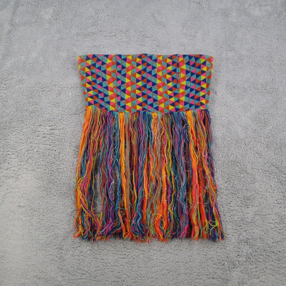 House of Harlow 1960 Womens Medium Rainbow Geometric Fringe Strapless Tube Top